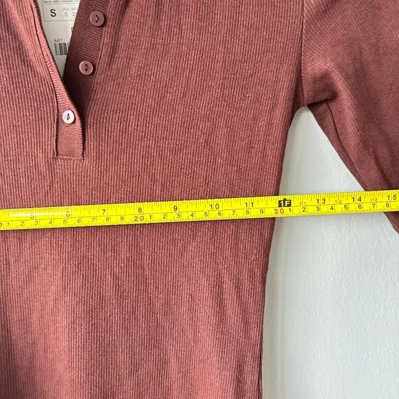 Zara Ribbed Polo Midi Dress Burgundy Brown Size S NWT - Picture 7 of 7